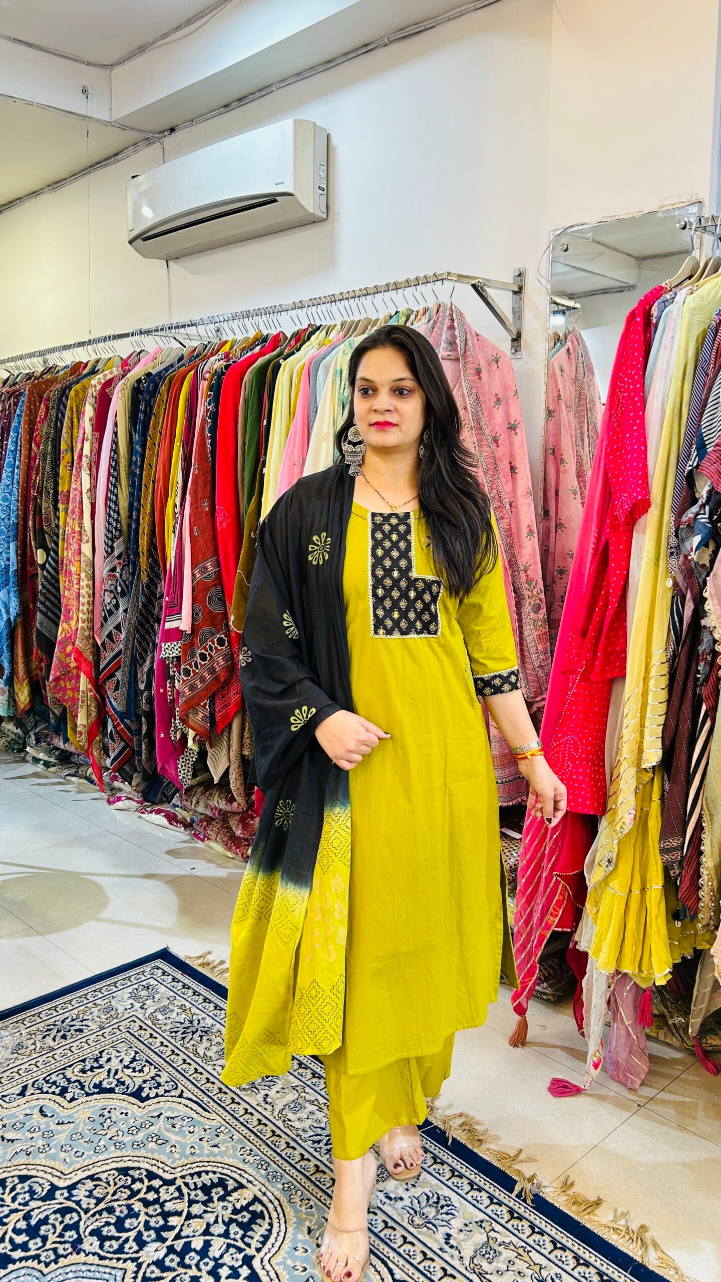 Cotton Dabu Straight Kurti