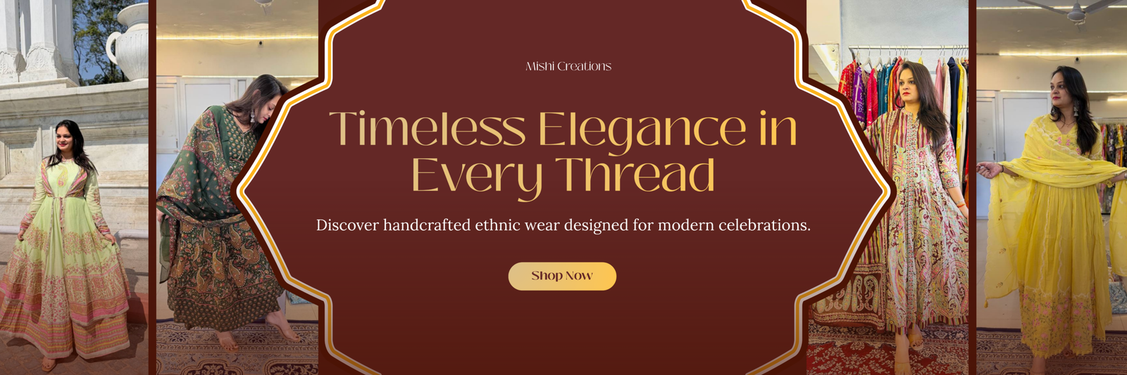 Maroon Minimalist Traditional Saree Sale Billboard (Landscape) (3)