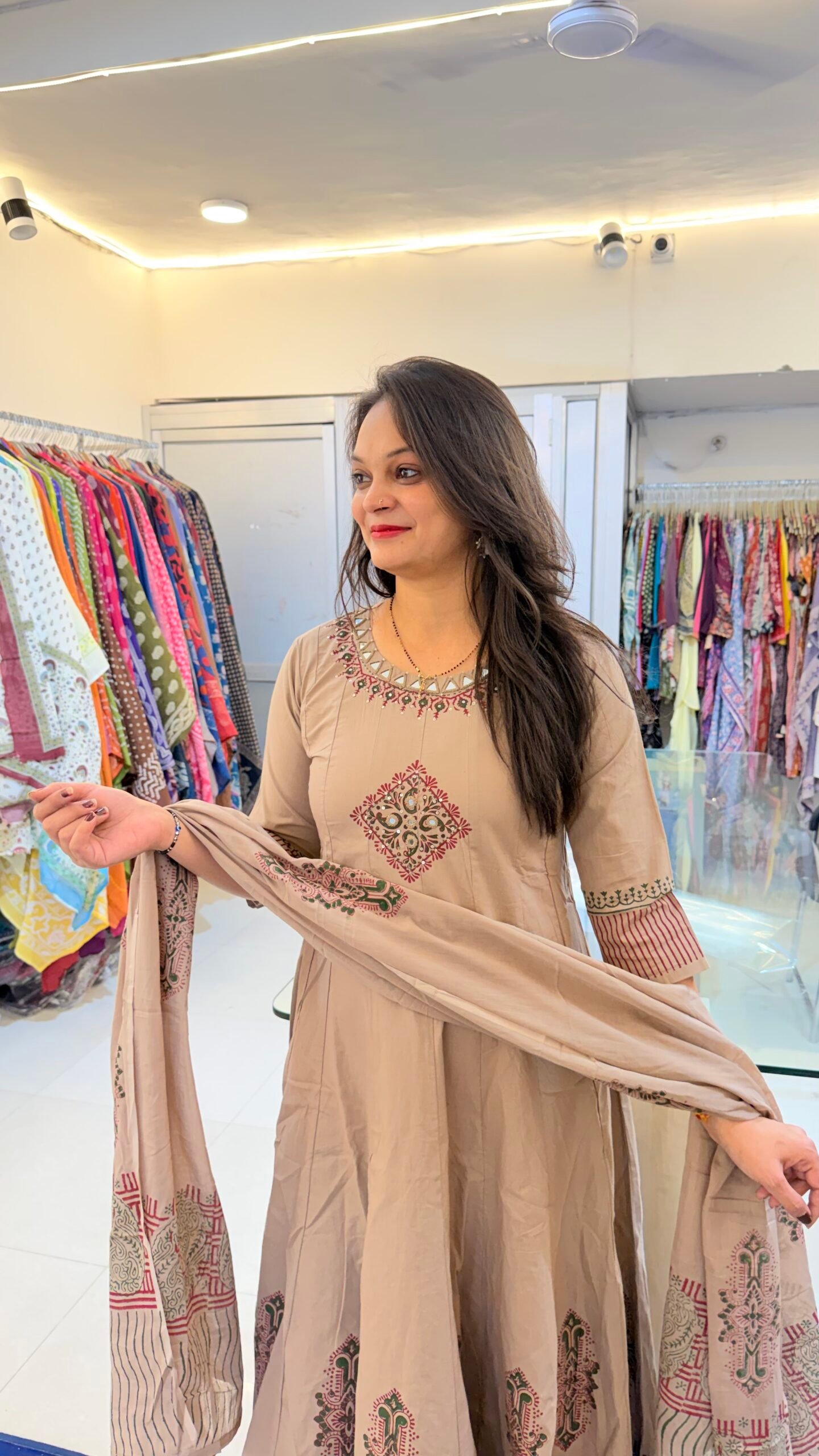 Taj Cotton Dabu Anarkali Suit