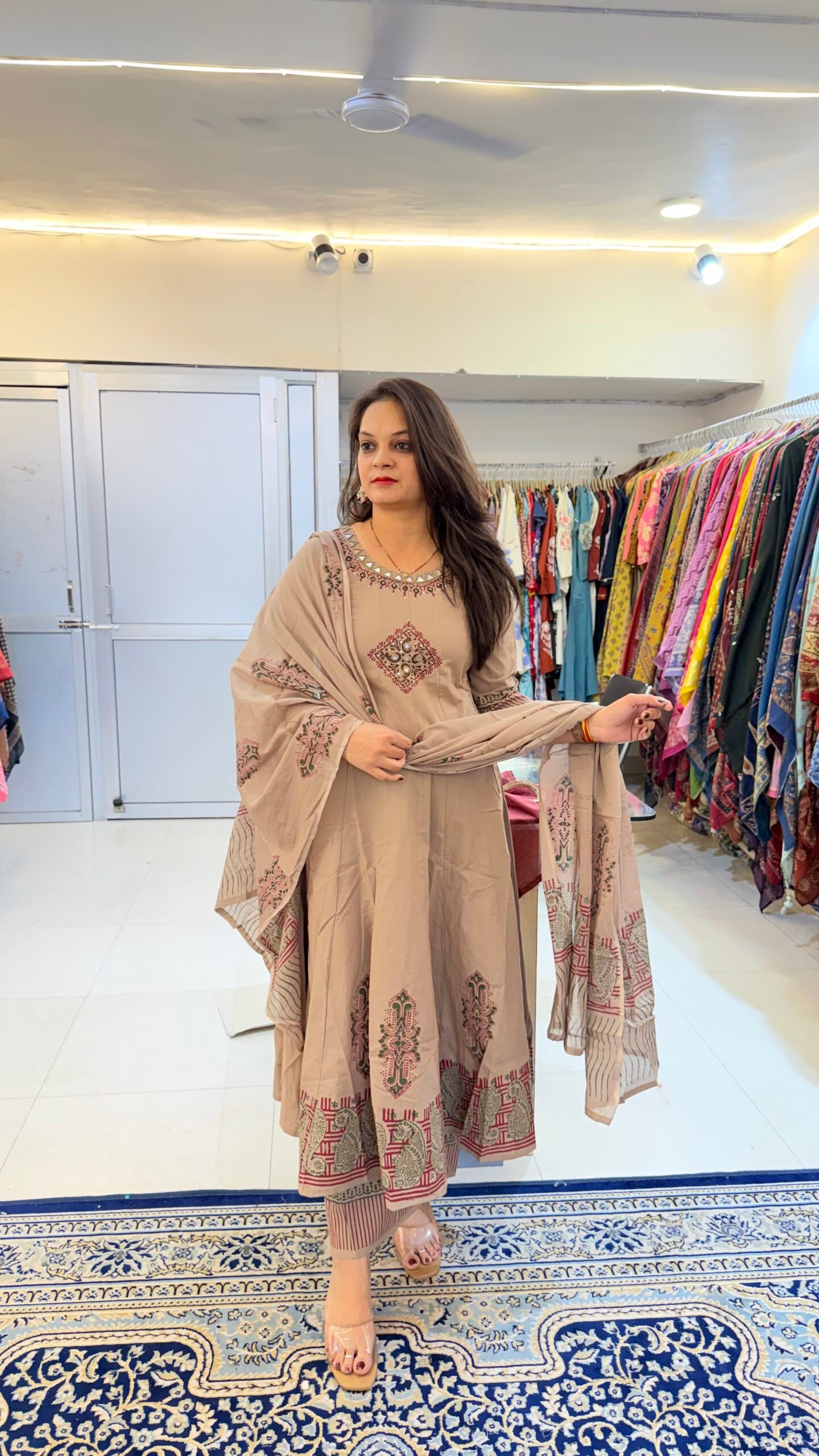 Taj Cotton Dabu Anarkali Suit