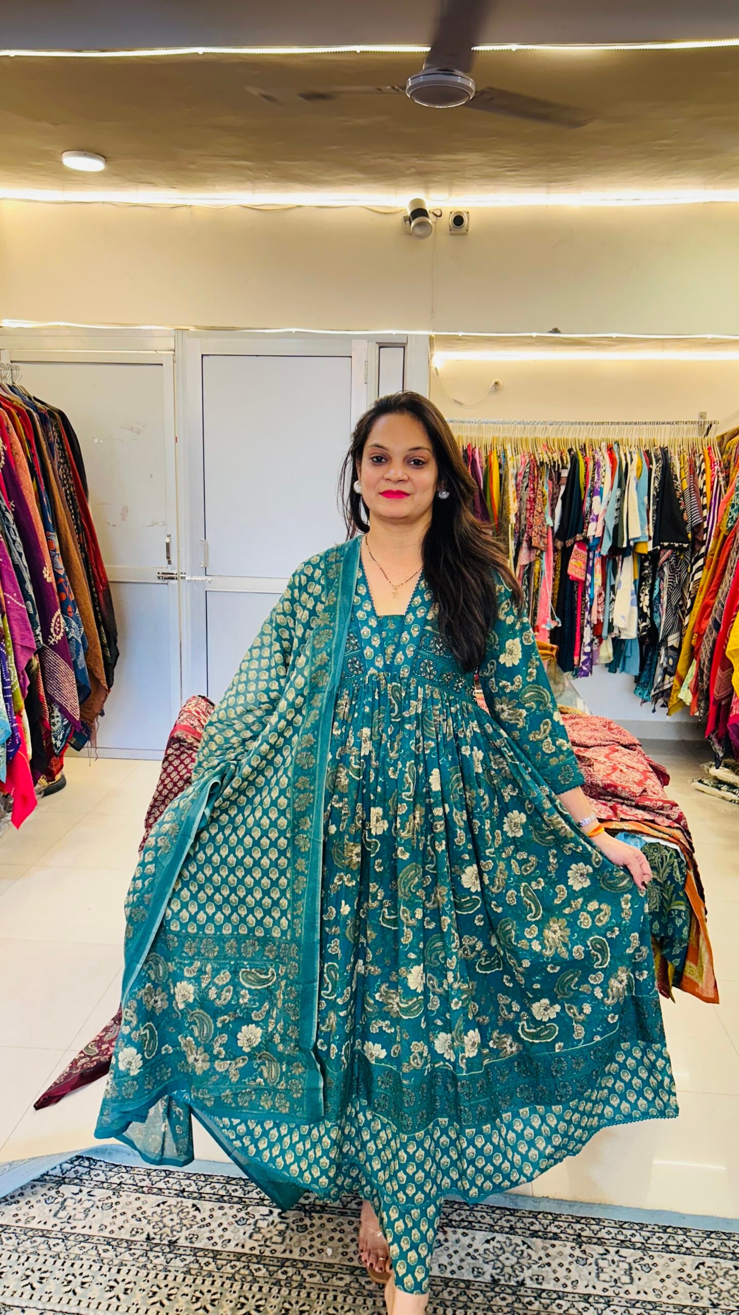 Pure Taj Cotton Ajarak Print Anarkali