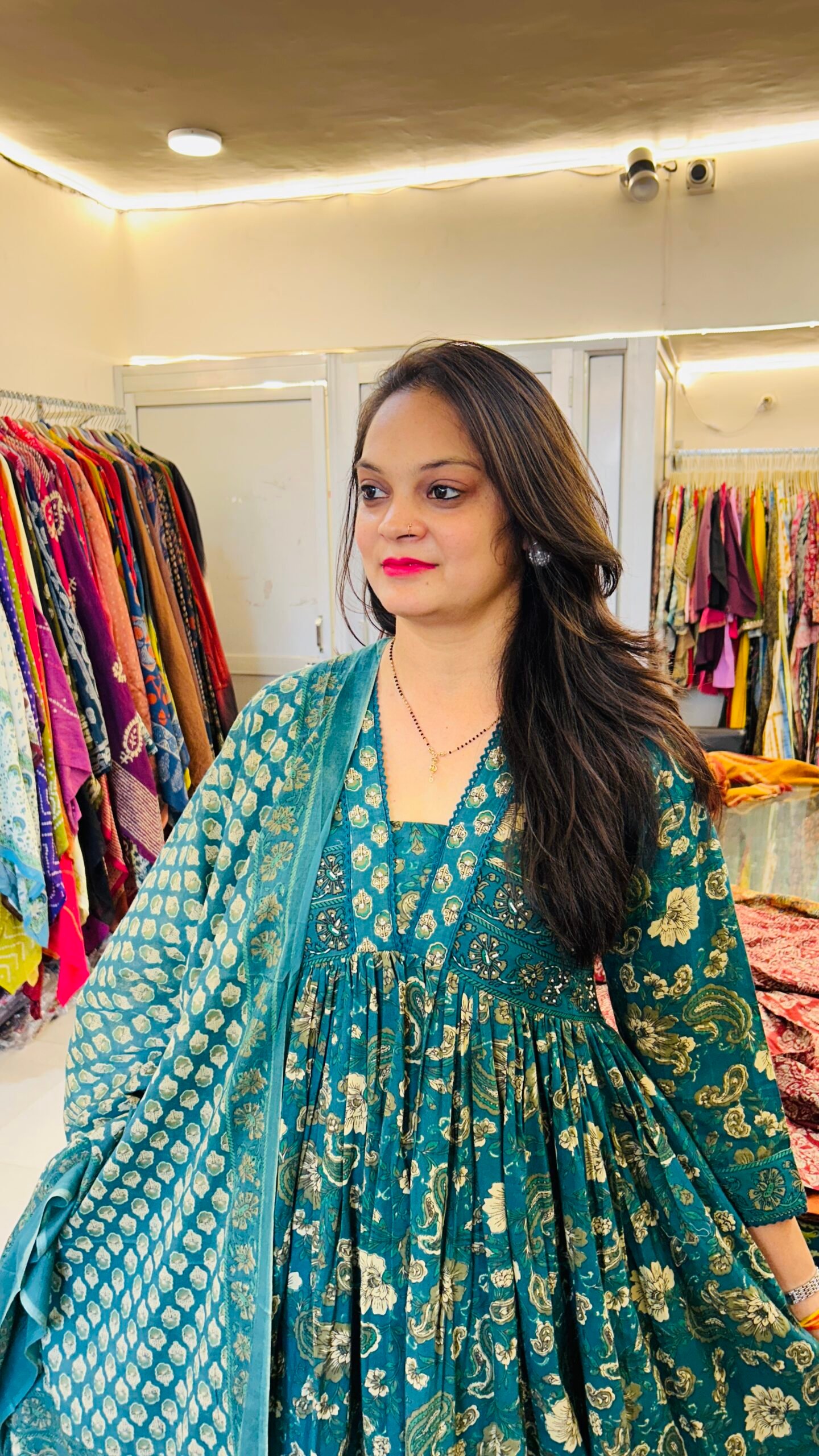 Pure Taj Cotton Ajarak Print Anarkali