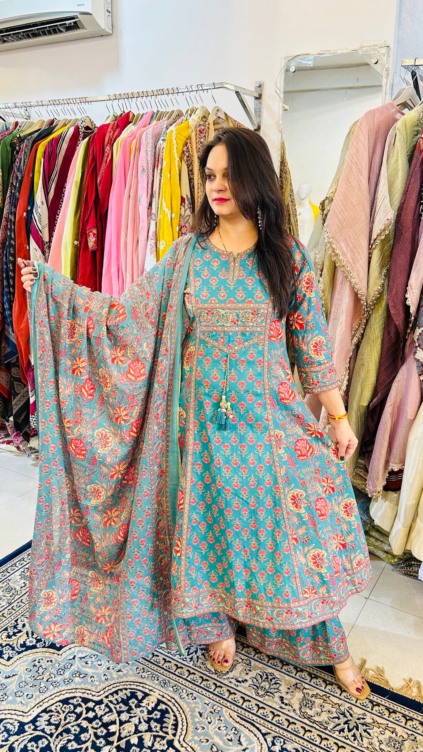 Taj Cotton A-line Flayer with Palazzo