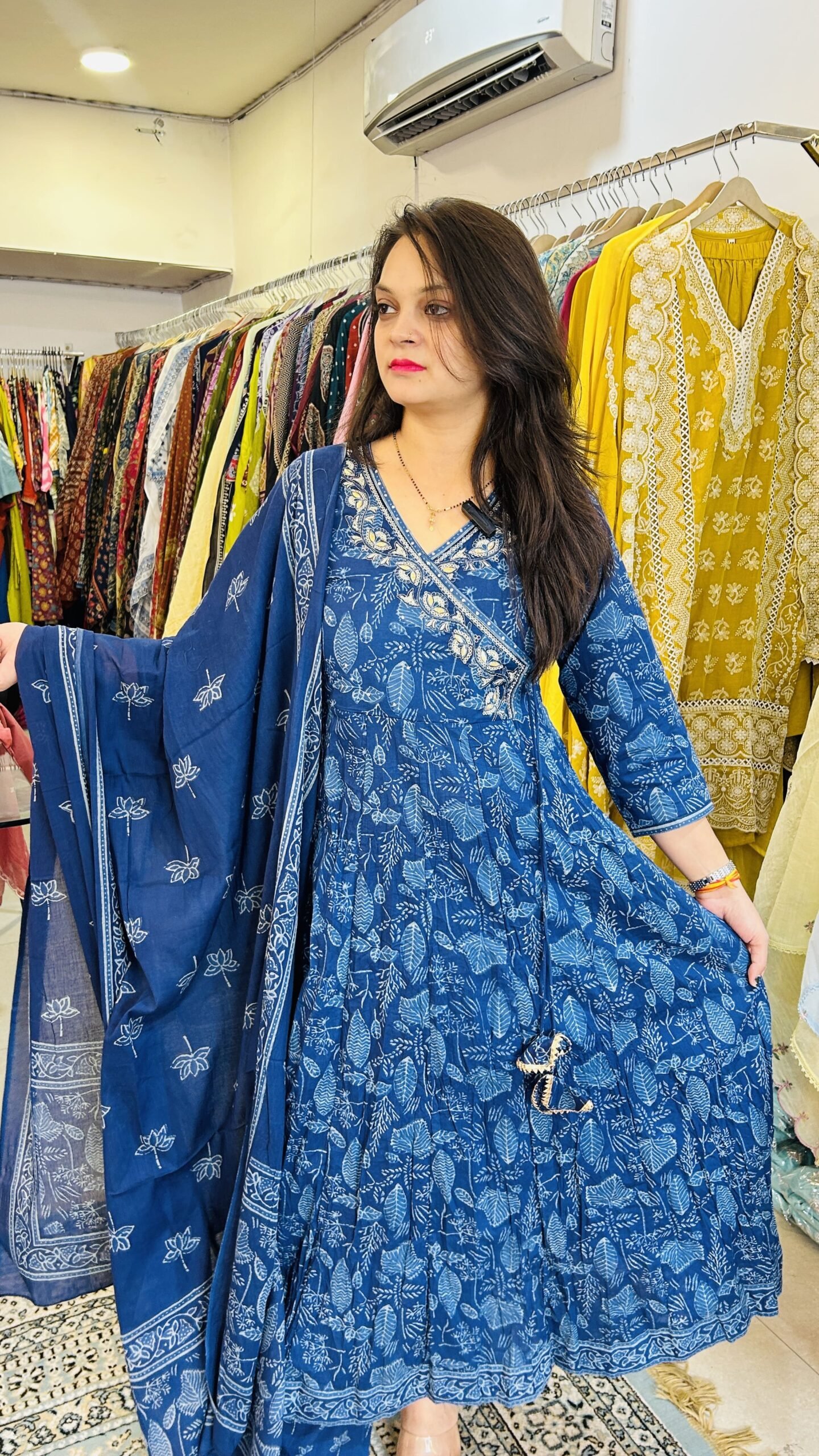 Pure Taj Cotton Hand Block Print Anarkali