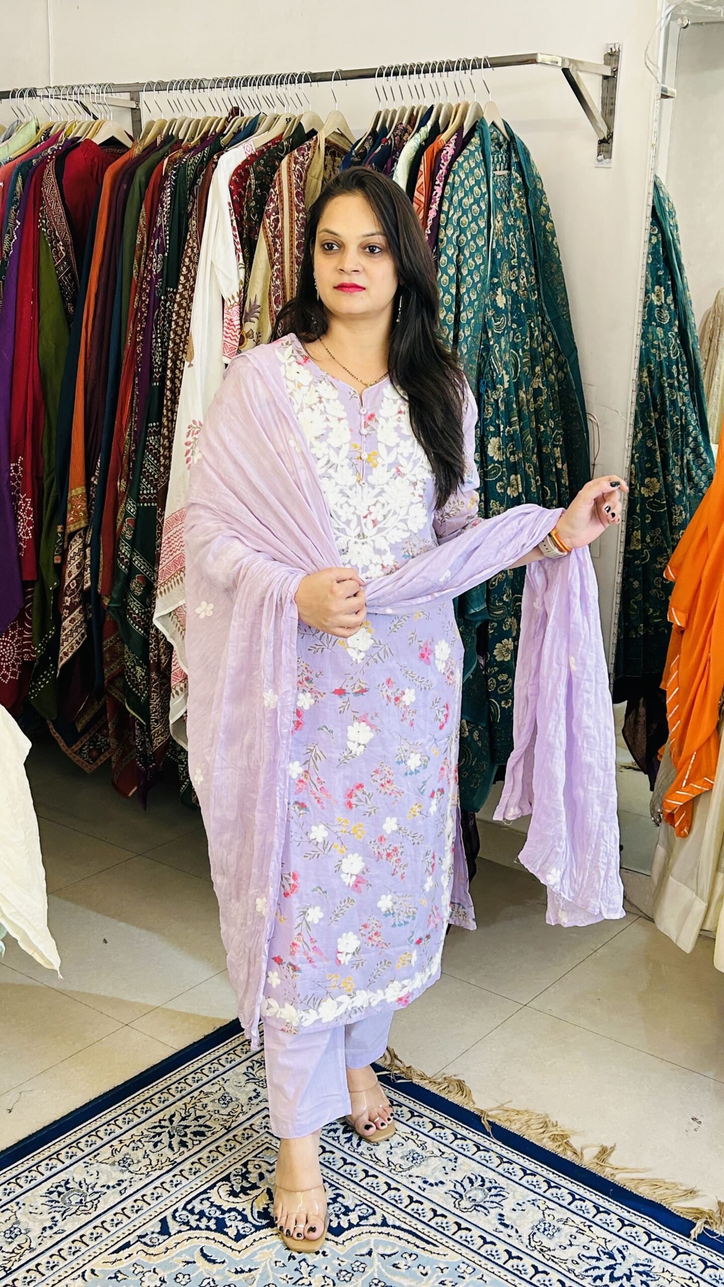 Mul Cotton Aari Embroidery Straight Suit