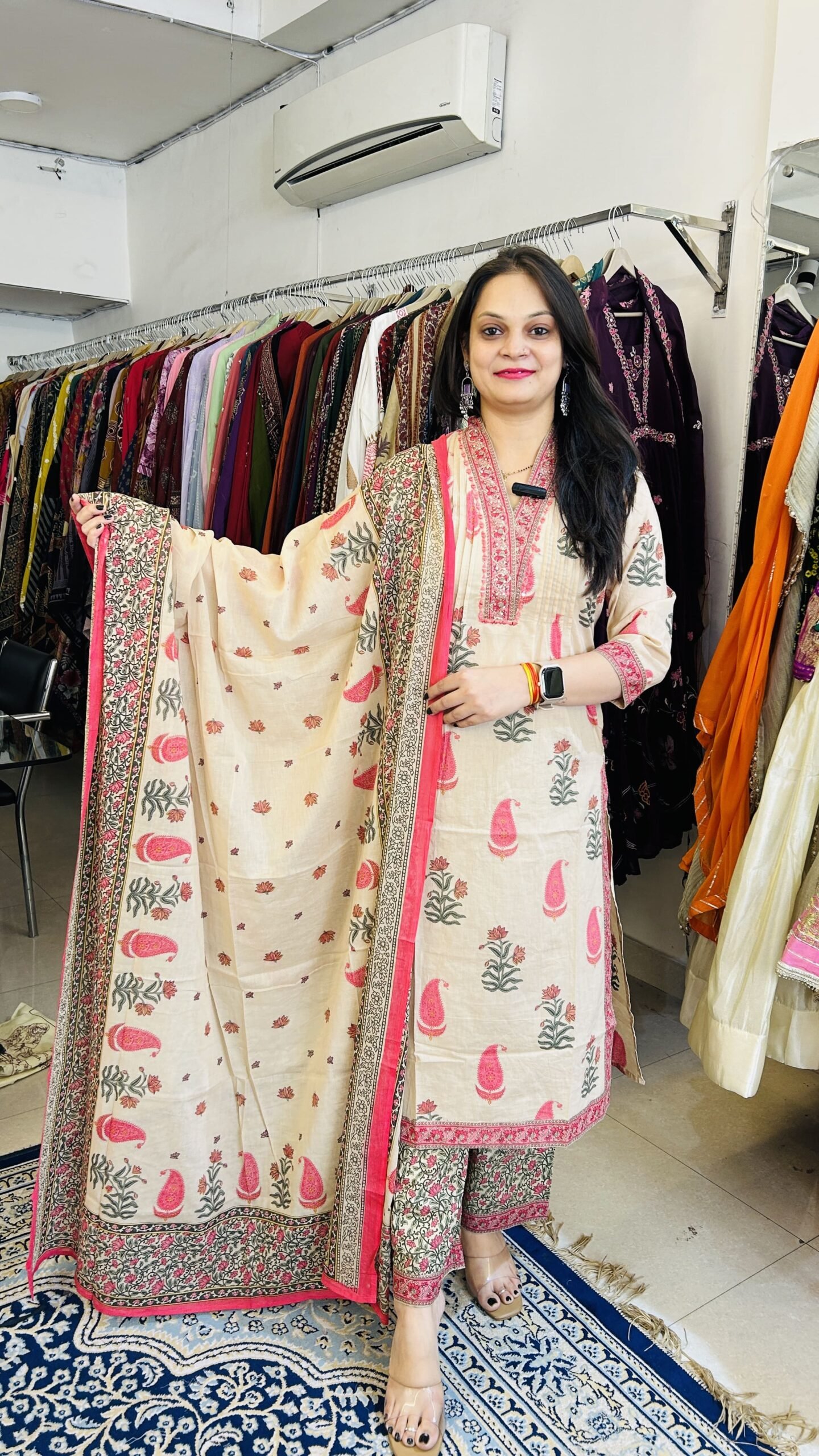 Taj Cotton Block Print Straight Suit