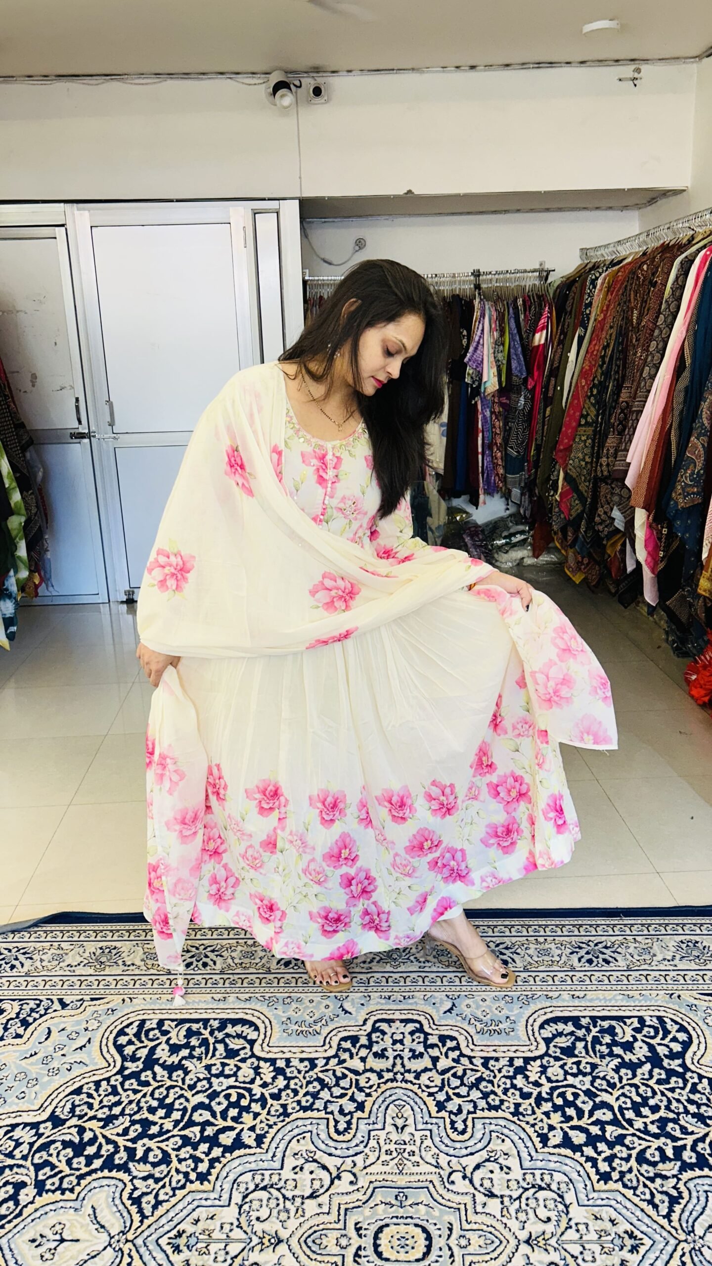 Mul Cotton Flora Print Anarkali