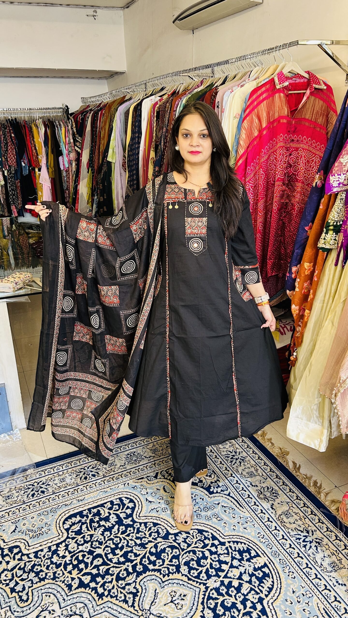 Taj Cotton Ajarakh Print Straight Suit