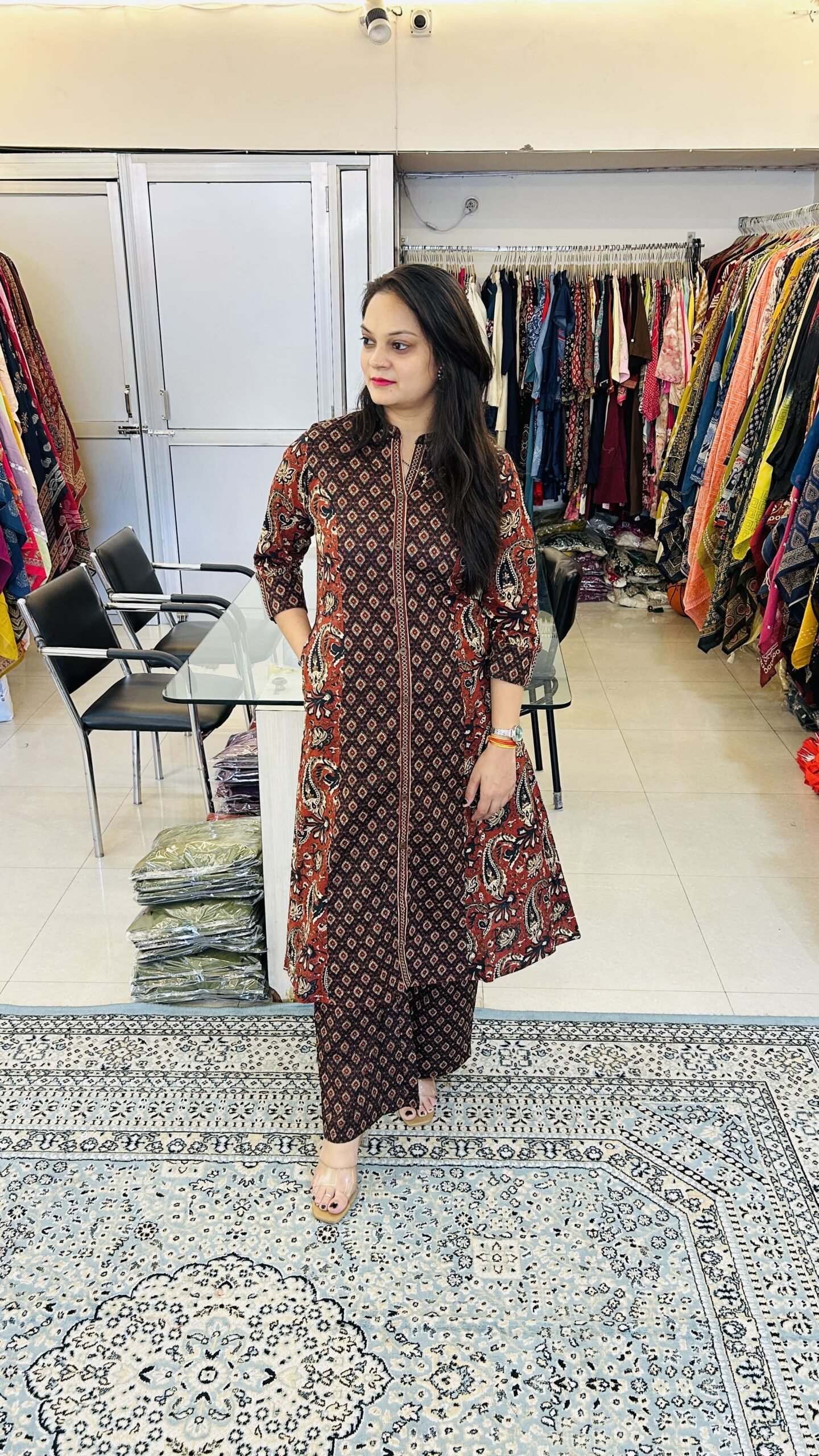 Pure Cotton Ajarak Print A-line Co-Ord set