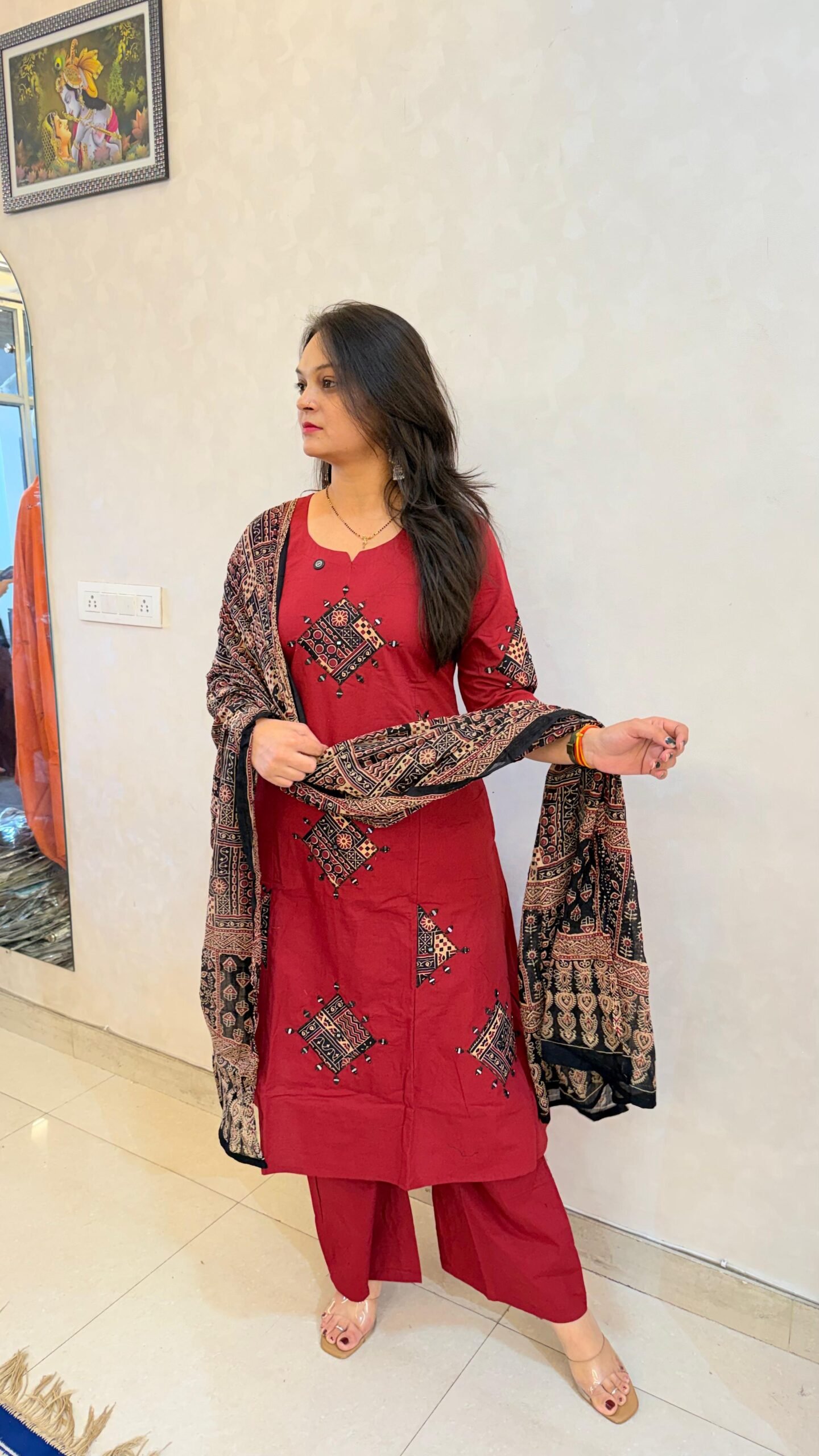 Taj Cotton Dabu Print Straight