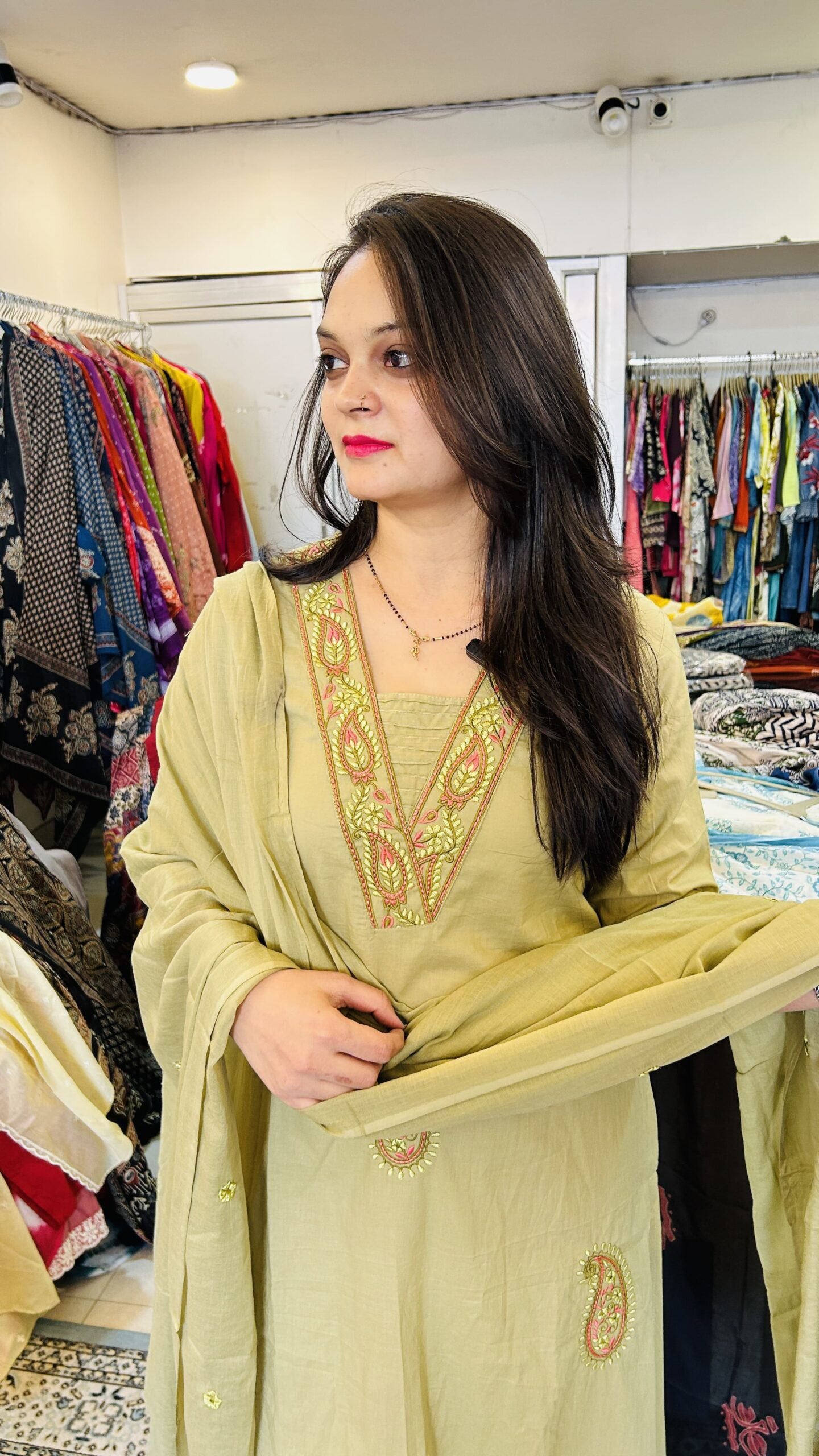 Taj Cotton Straight Ajarak Embroidery Suit