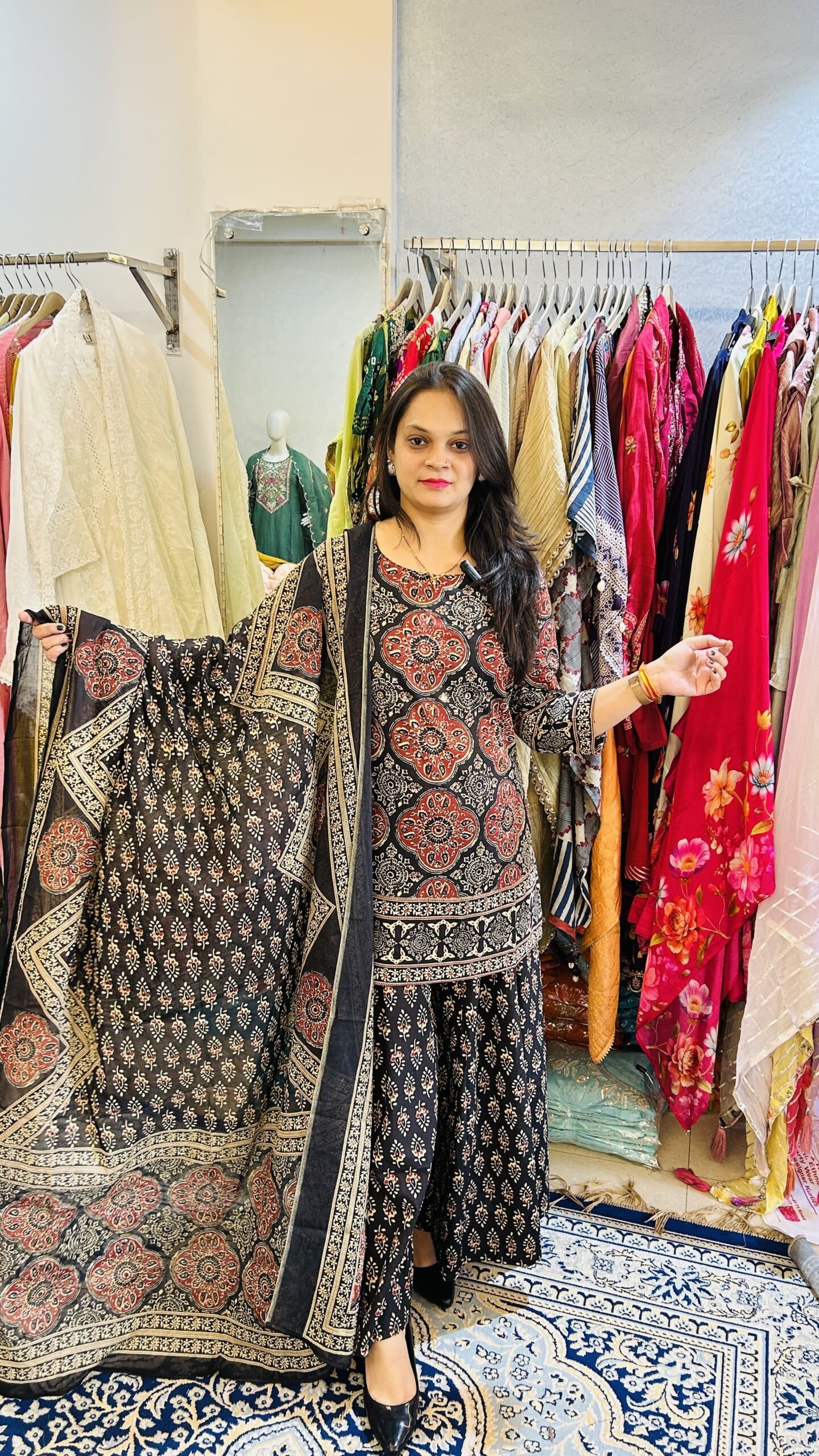 Ajrak Print Kali Palazzo Suit for Women
