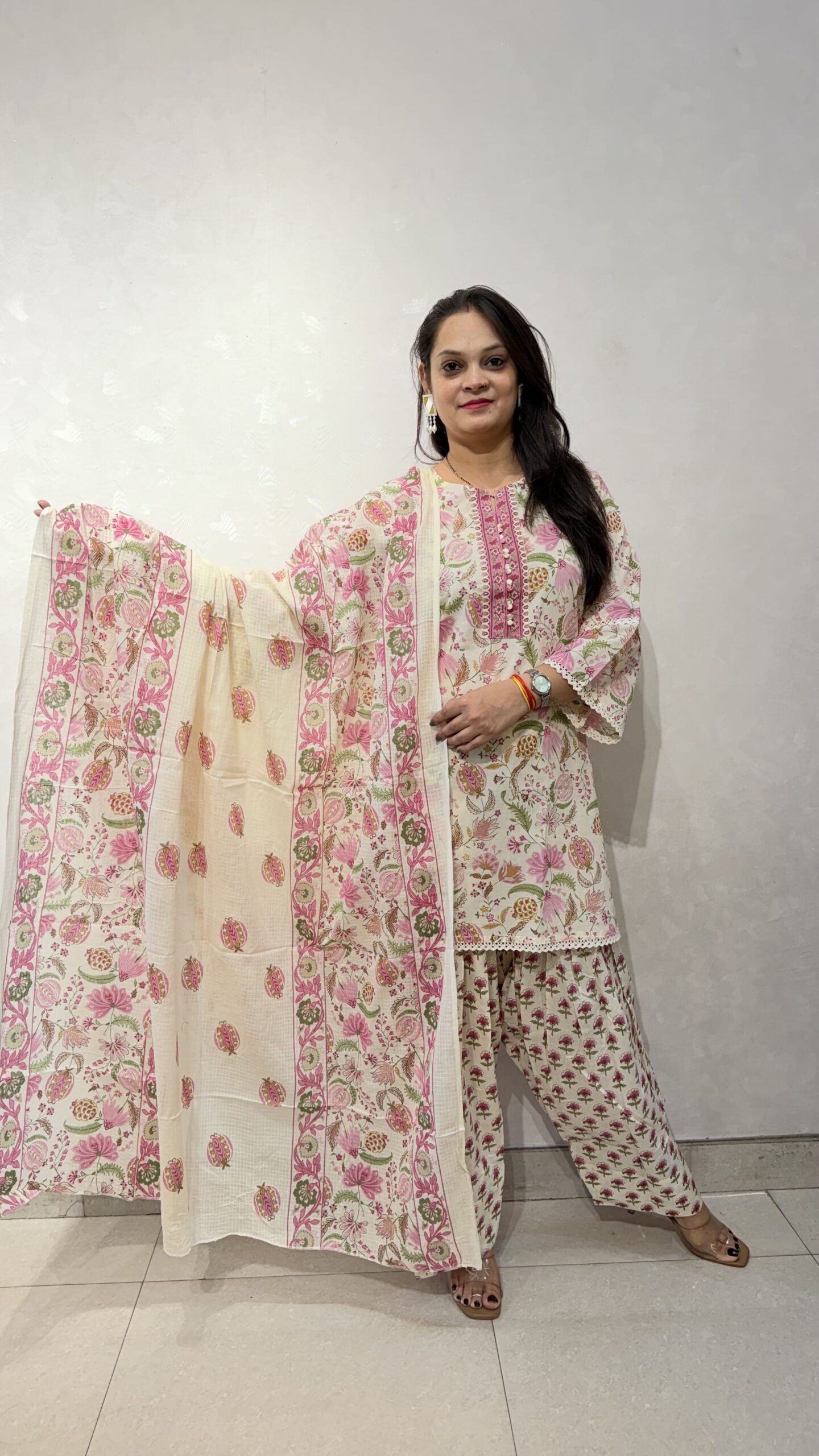 Cotton Floral Print Farshi Suit