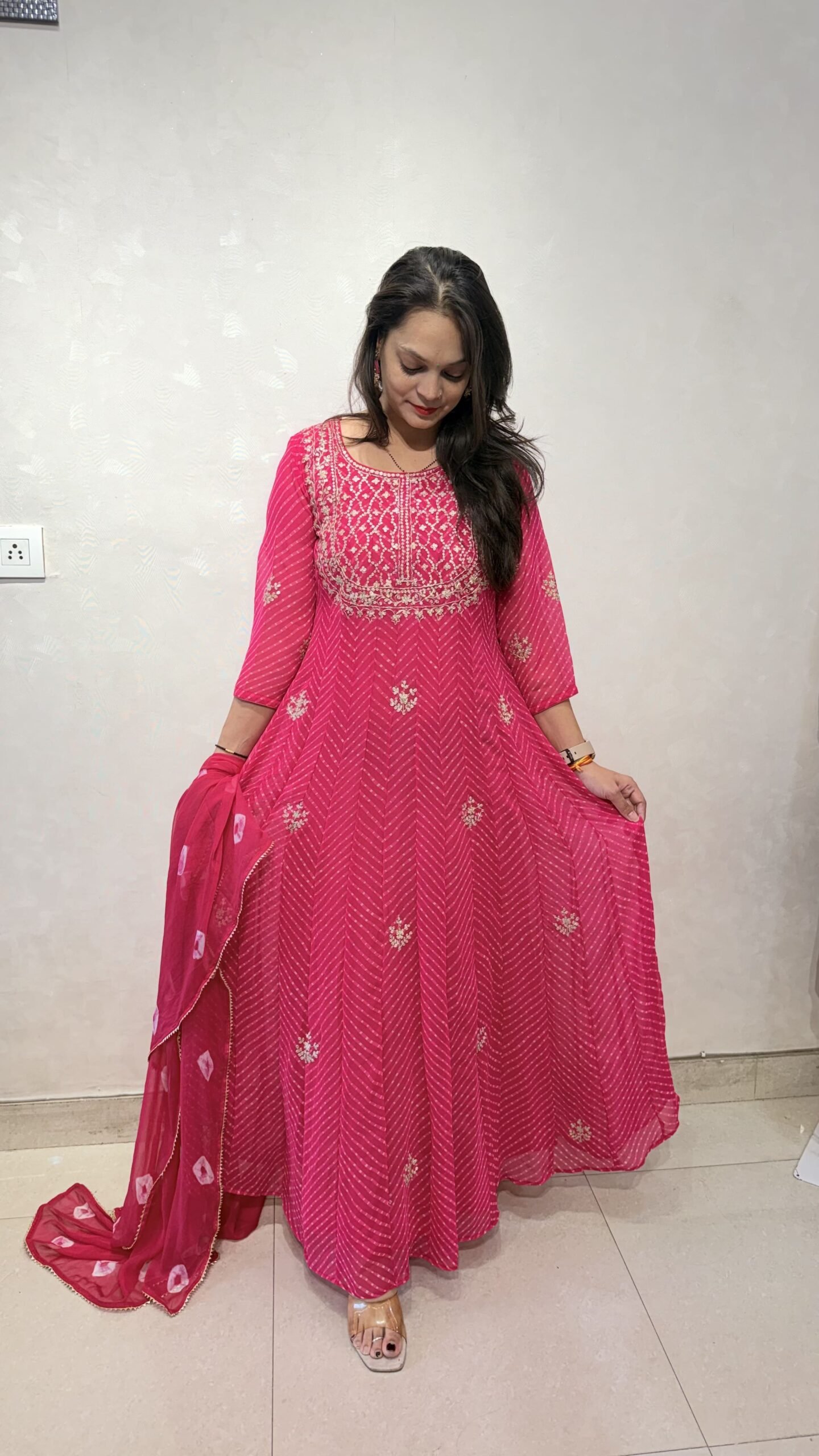 Pure Georgette Bandhani Print Anarkali