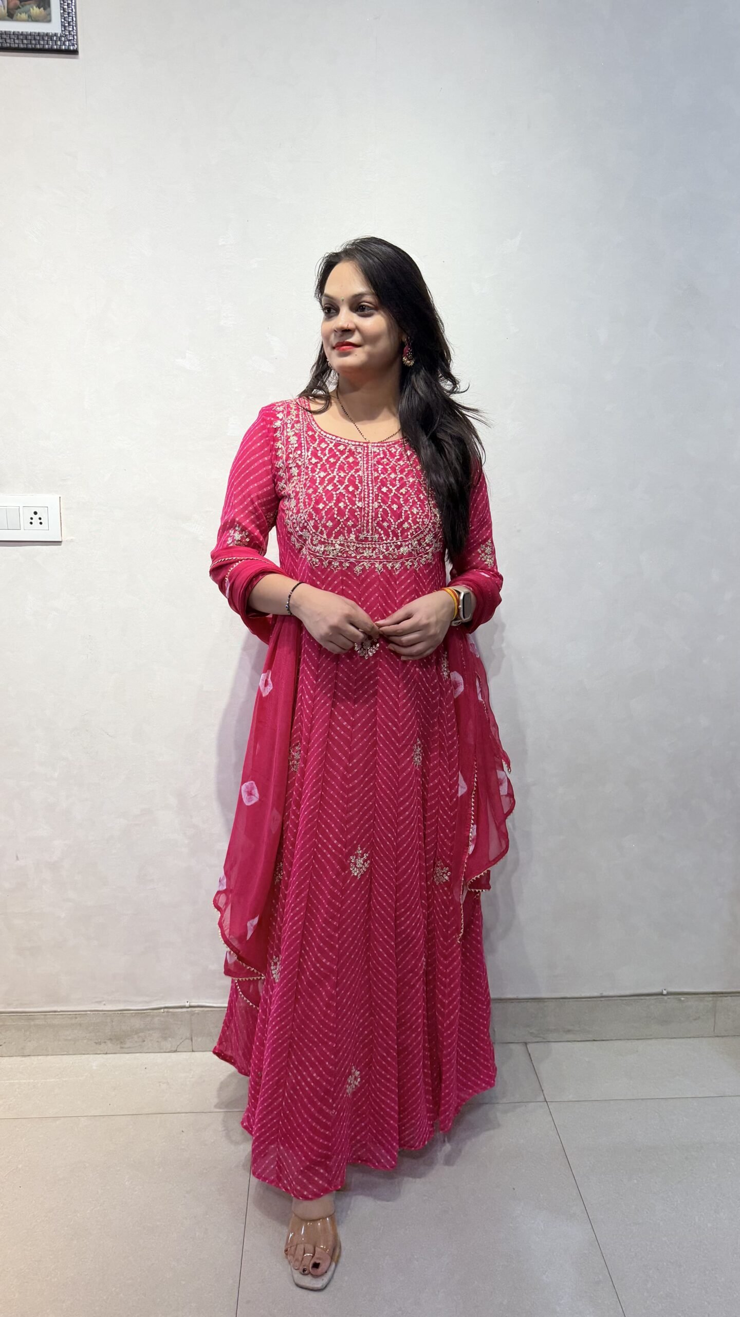 Pure Georgette Bandhani Print Anarkali