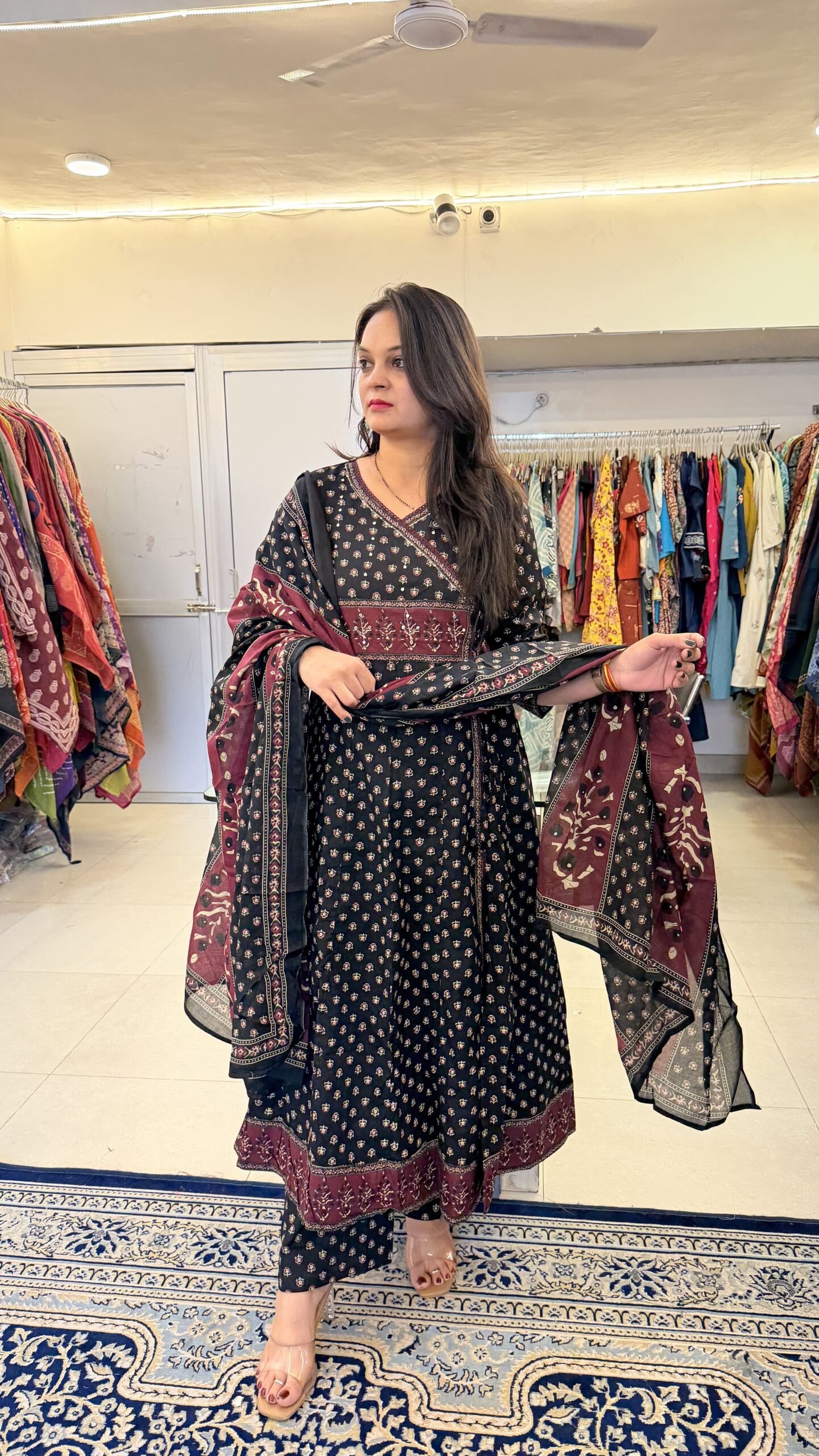 Pure Taj Cotton Angarkha Anarkali Suit for Women Jaipur